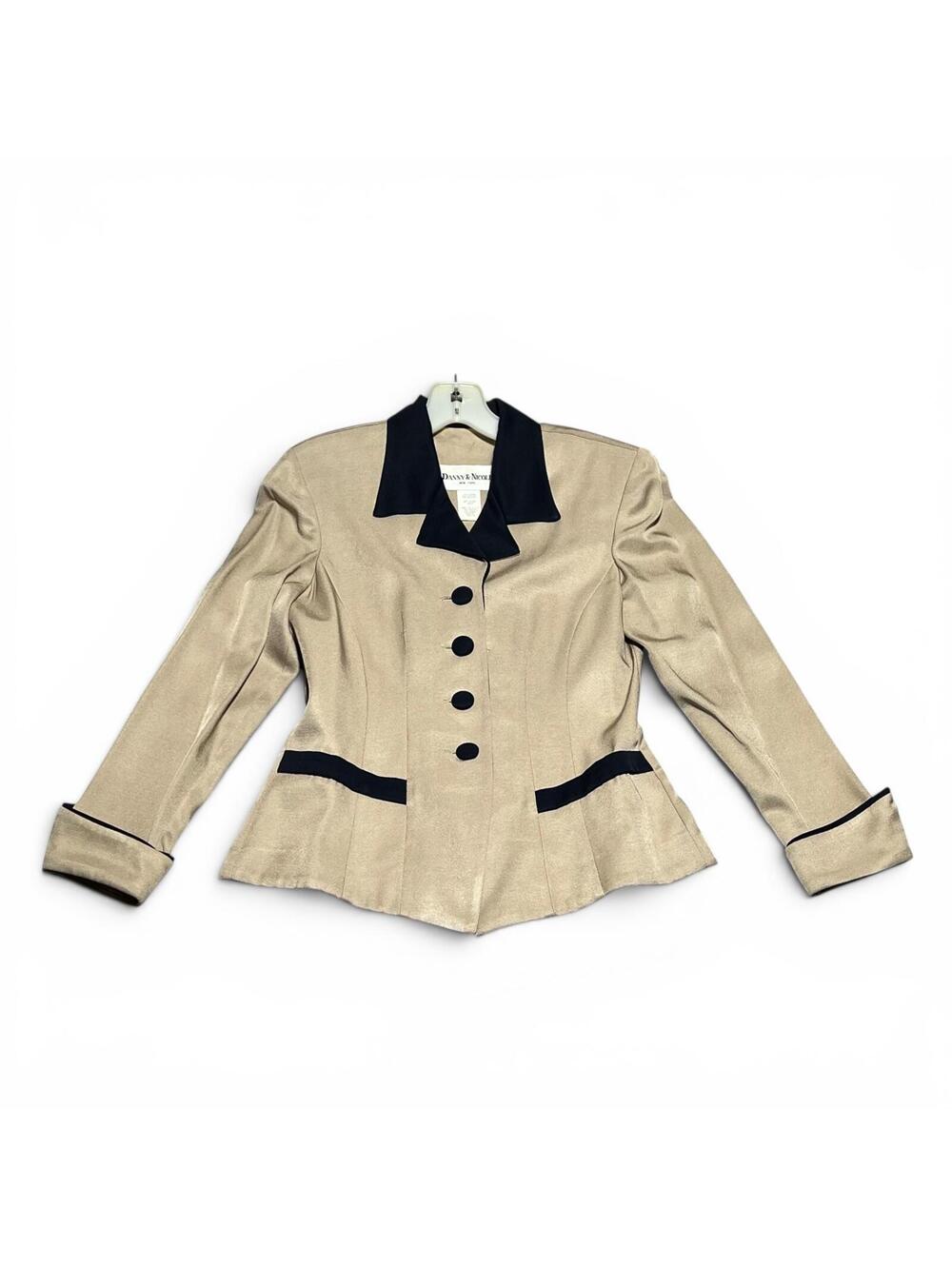 Vintage 80s Danny & Nicole Beige and Black Blazer Jacket 4P